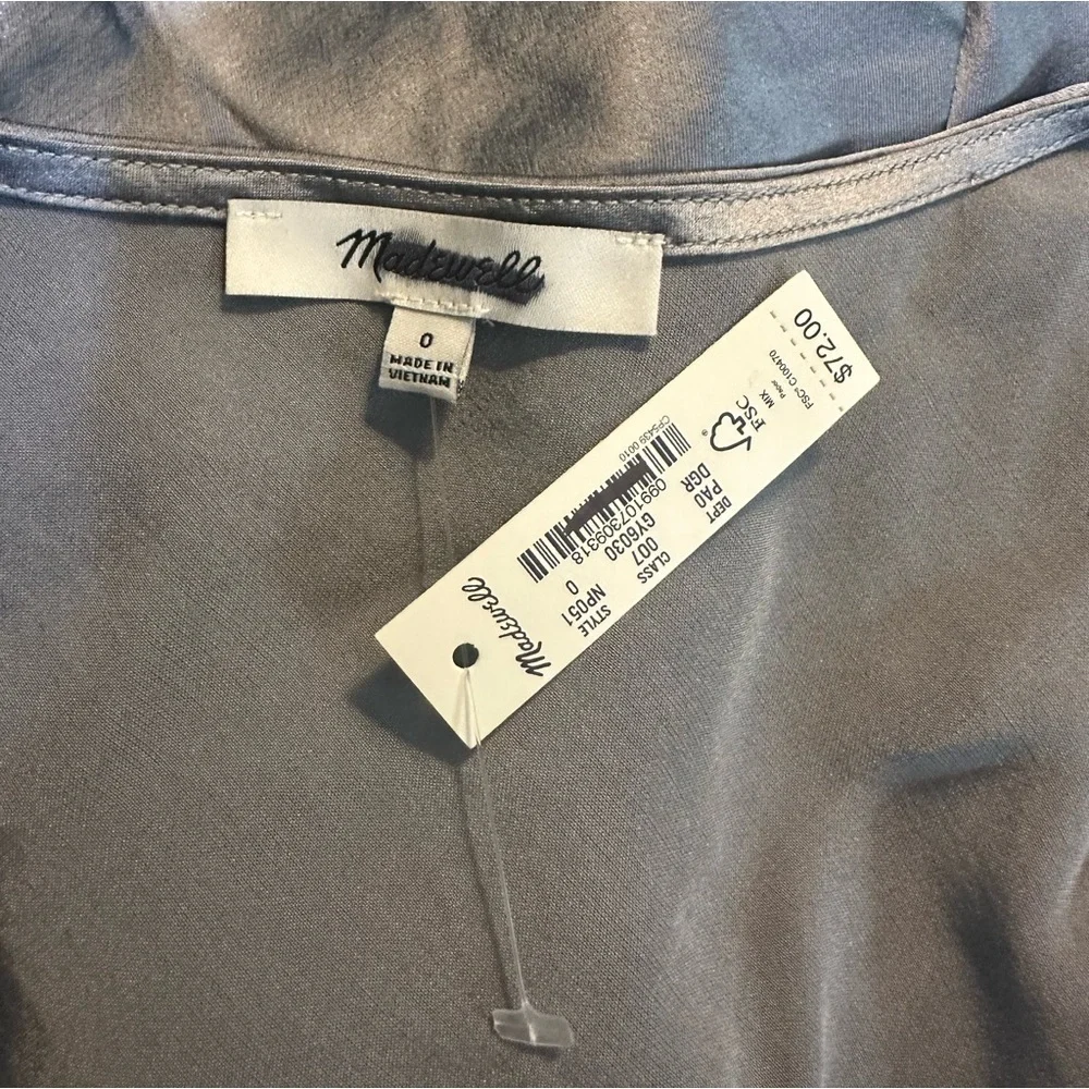 Madewell Satin Cutaway Vest Top Steel Dusk Grey size 0 NWT - Picture 7 of 10